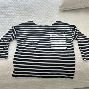 Kate Spade Black and White Striped Long Sleeve Tee